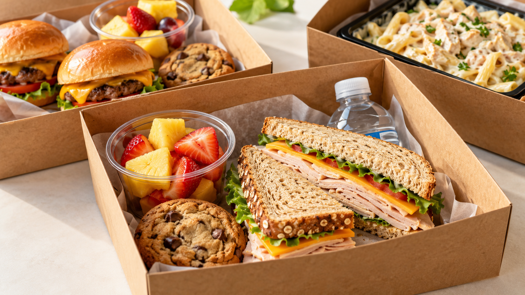 Illustrative individually packed group lunches