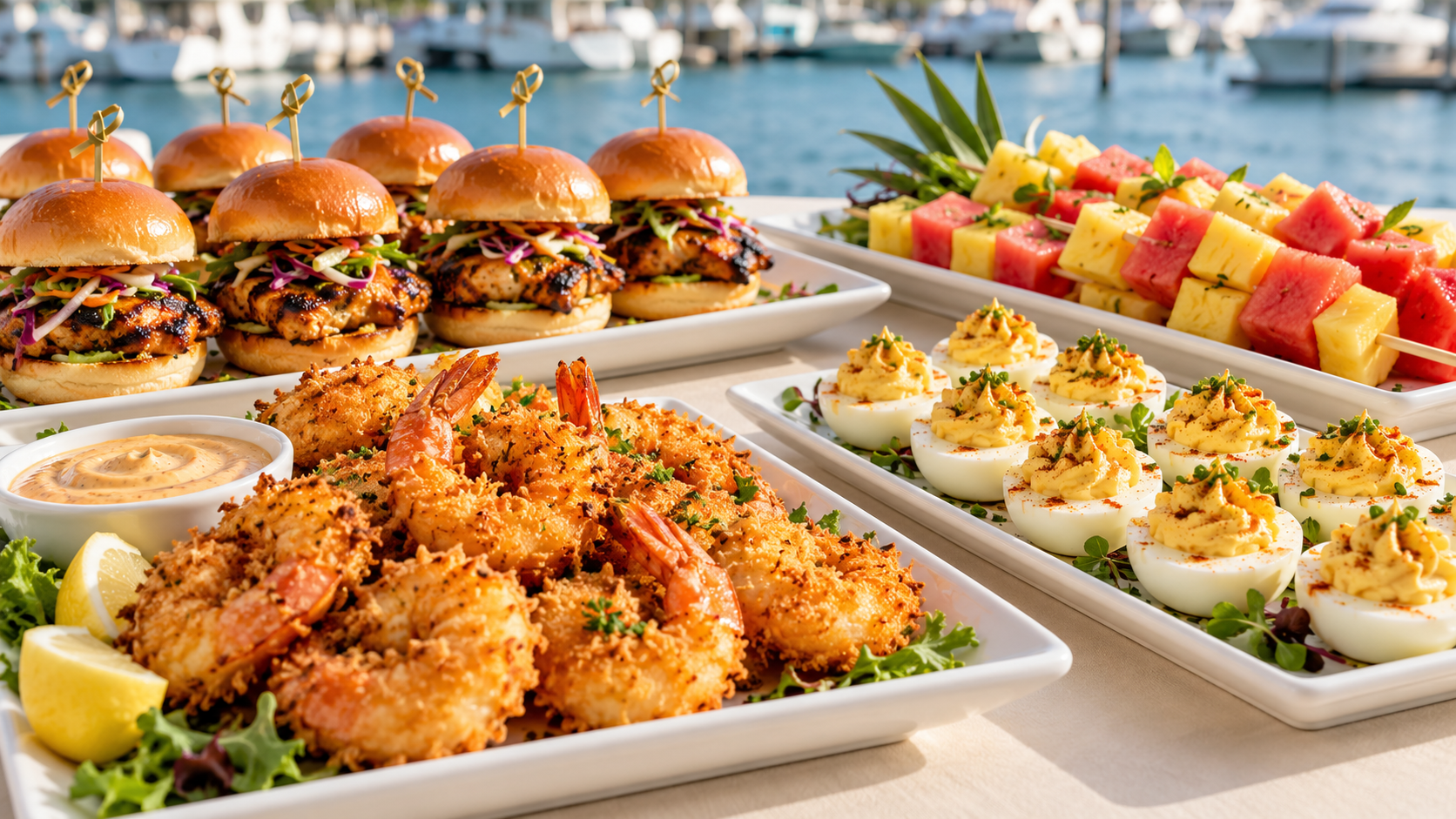 Illustrative yacht catering spread